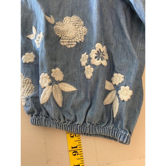 Wonder Nation Girls Denim Dress Embroidered Floral Puff Sleeve XXL (18) - Picture 12 of 12